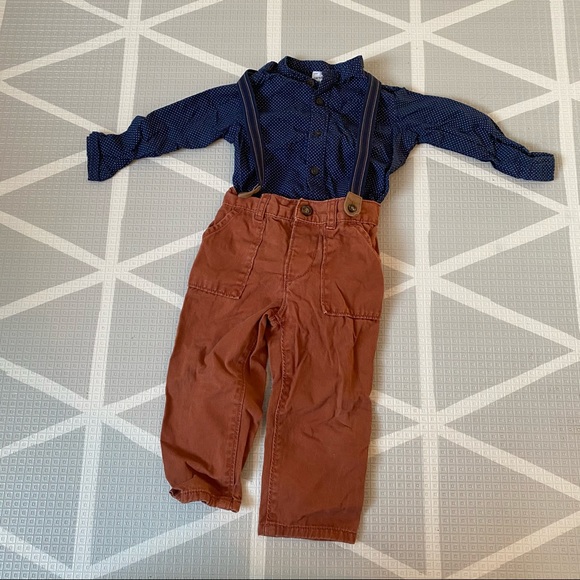 Carter’s Polka Dot Matching Set with Suspenders - Picture 2 of 2